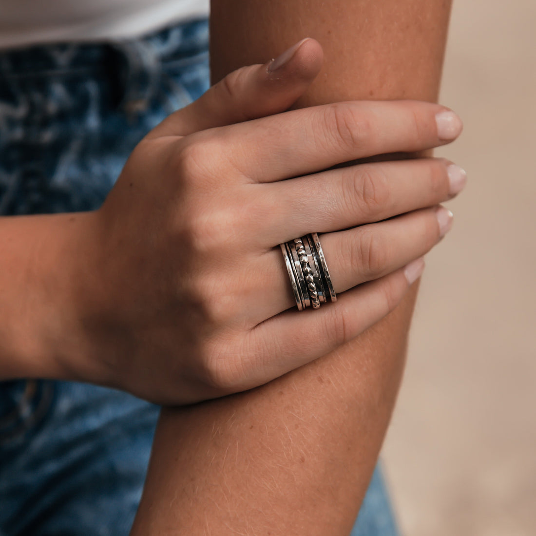 SPIRA Handcrafted Contemporary Design 925 Sterling Silver Spinner Ring, Unique Gypsy ring, Bohemian ring, Hippie ring, Handmade in Israel