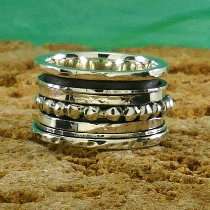 SPIRA Handcrafted Contemporary Design 925 Sterling Silver Spinner Ring, Unique Gypsy ring, Bohemian ring, Hippie ring, Handmade in Israel