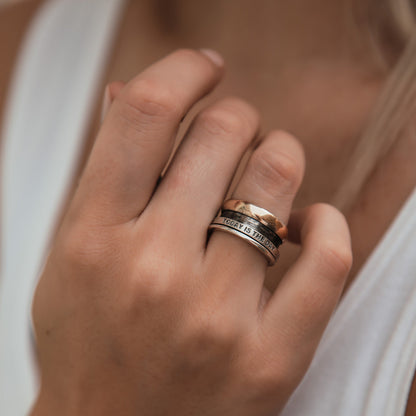 SPIRA Handcrafted Two Tone Spinner Ring Solid 9 karat Yellow Gold and 925 Sterling Silver Fidget ring