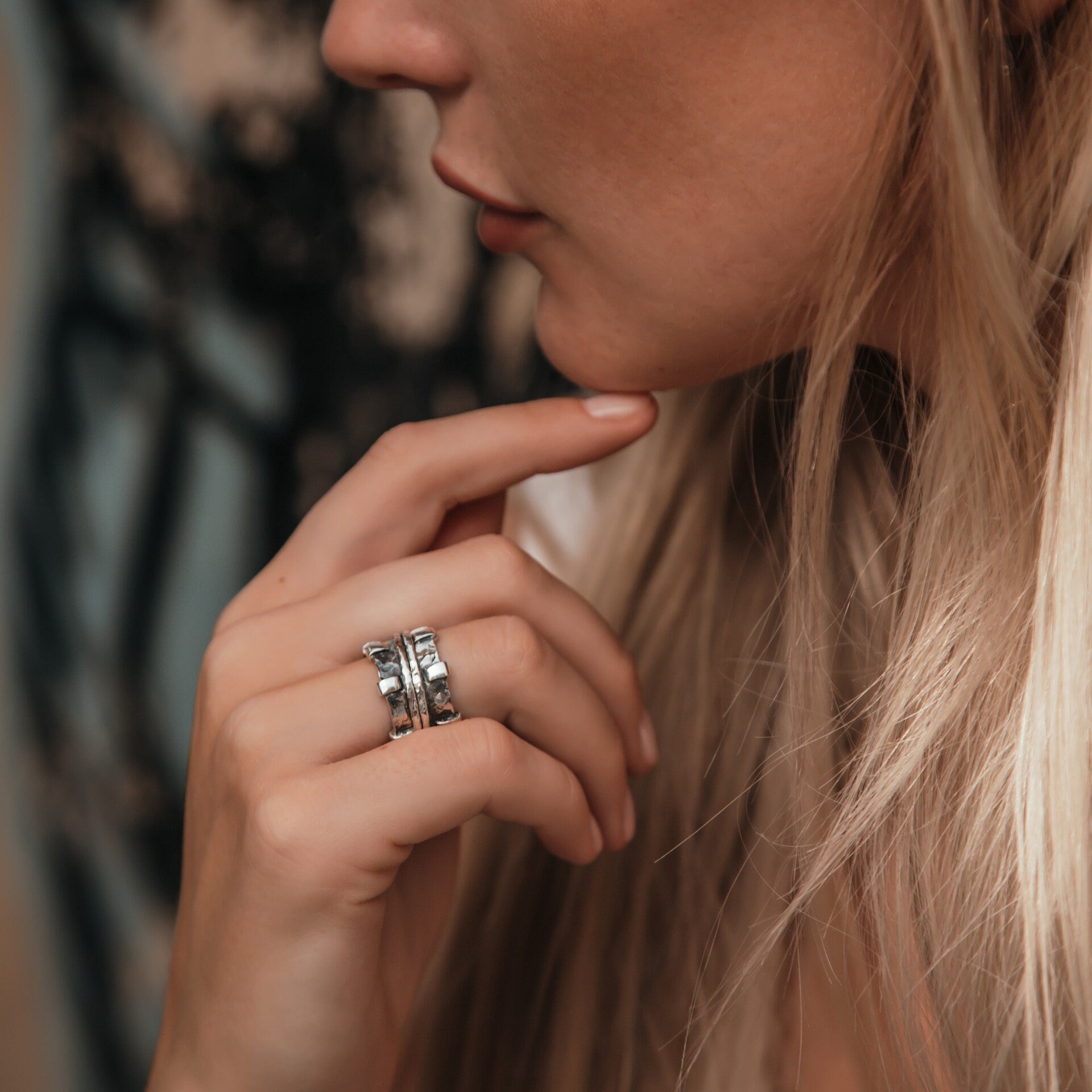 SPIRA Unique Handcrafted Spinner Ring Contemporary Design 925 Sterling Silver, Unique unisex ring, Oxidized Silver Fidget ring, Worry ring