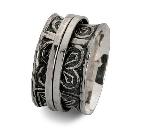 SPIRA Handmade Oxidized 925 Sterling Silver Spinner Ring Fidget ring