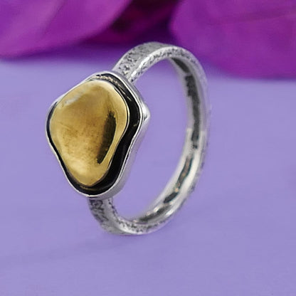 SPIRA Handcrafted Contemporary Design Two Tone Solid 9k Yellow Gold And 925 Sterling Silver Statement Ring Mixed metal ring Bohemian ring