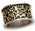 SPIRA Handcrafted Vintage Design Two Tone Solid 9k Yellow Gold And 925 Sterling Silver Band Ring