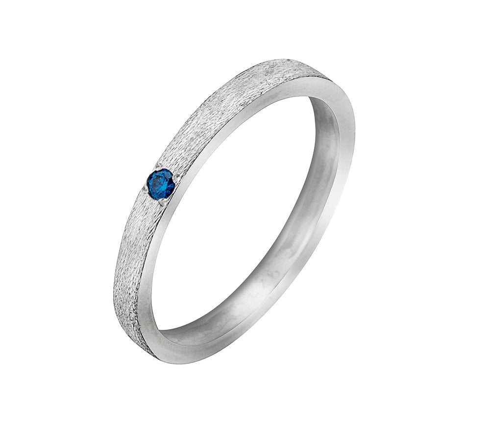 Blue Diamond Engagement ring 925 Sterling Silver Stackable Ring Minimalist Ring