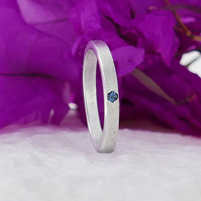 Blue Diamond Engagement ring 925 Sterling Silver Stackable Ring Minimalist Ring