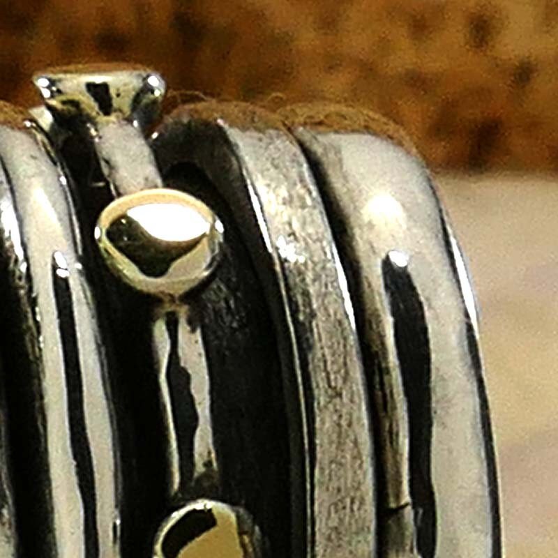 SPIRA Handcrafted Contemporary Design Two Tone Solid 9k Yellow Gold &amp; 925 Sterling Silver Spinner Ring,Unique unisex ring,mixed metal ring