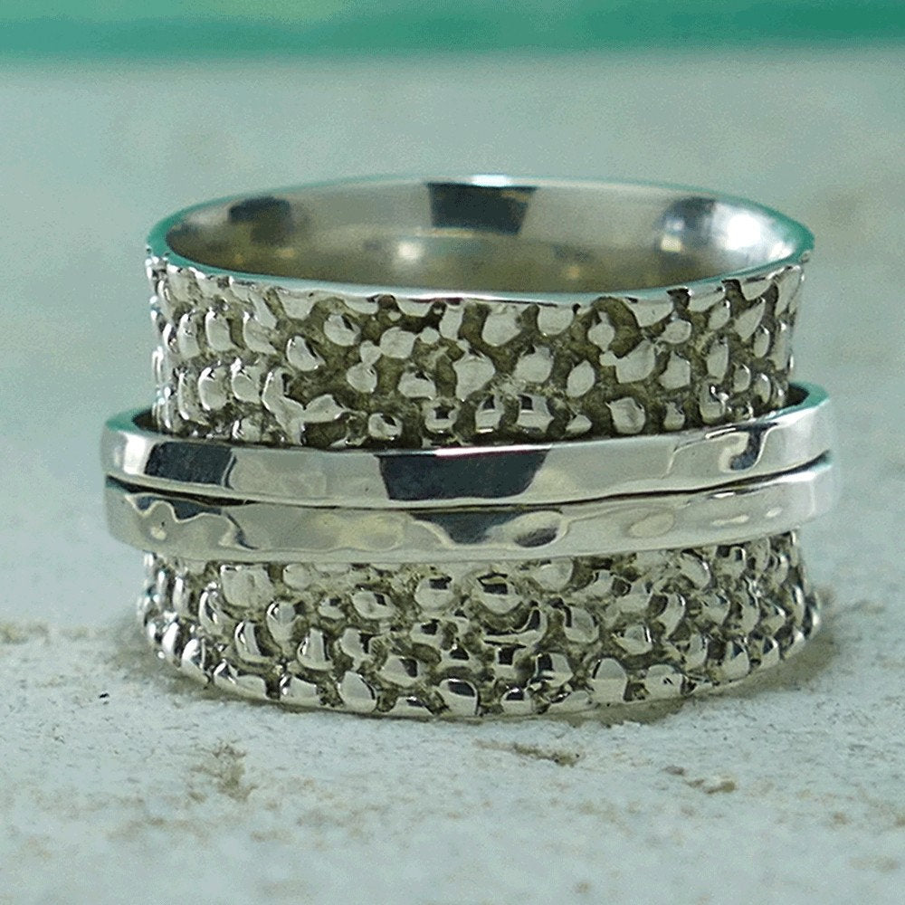 SPIRA Handcrafted Contemporary Design 925 Sterling Silver Spinner Ring,Silver Fidget ring, Unique unisex ring,Gypsy ring, Bohemian ring