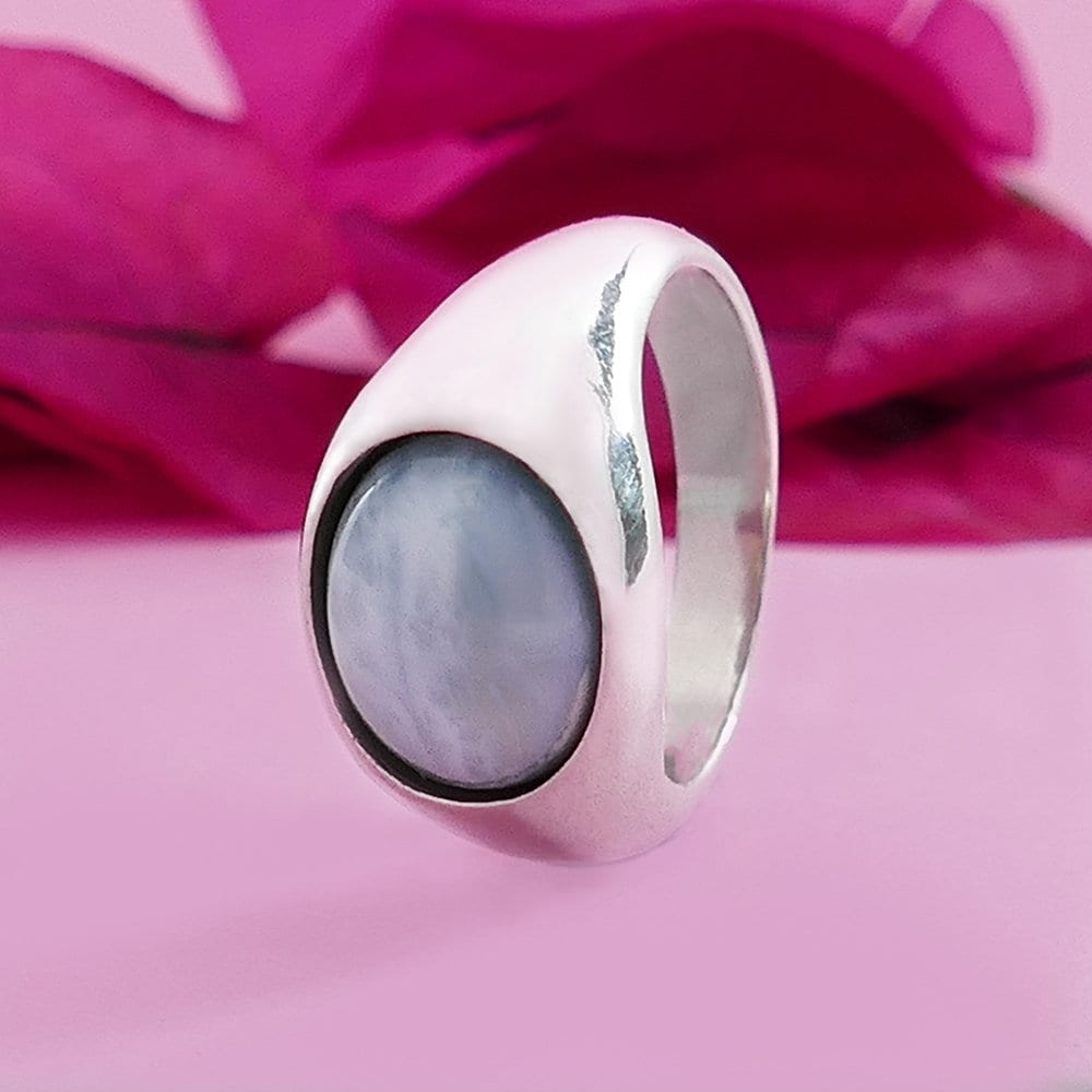 Larimar Silver Ring 4.6 Carat Natural Blue Larimar Gemstone 925 Sterling Silver Handmade Unisex Solitaire Ring Set Gemstone ring Gypsy ring