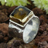 Natural Brown Smoky Quartz Gemstone Two Tone Solid 9k Yellow Gold & 925 Sterling Silver Solitaire Ring Total Carat Weight (TCW): 8.6 Front Width mm: 14 Back Width mm: 13 Thickness mm: 1.5 Hight Above The Finger mm: 8 Weight gr.: 12.3