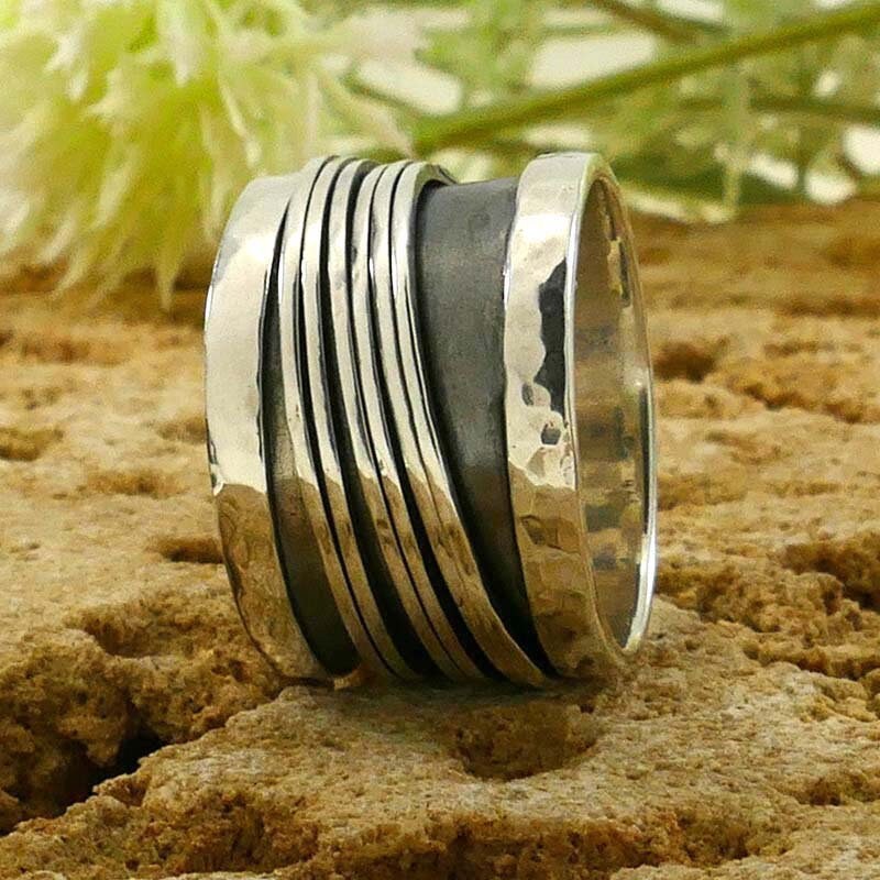 SPIRA Handcrafted Contemporary Design 925 Sterling Silver Spinner Ring, Unique Gypsy ring,Bohemian ring,Hippie ring, Handmade in Israel