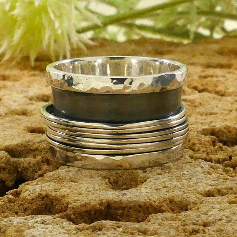 SPIRA Handcrafted Contemporary Design 925 Sterling Silver Spinner Ring, Unique Gypsy ring,Bohemian ring,Hippie ring, Handmade in Israel