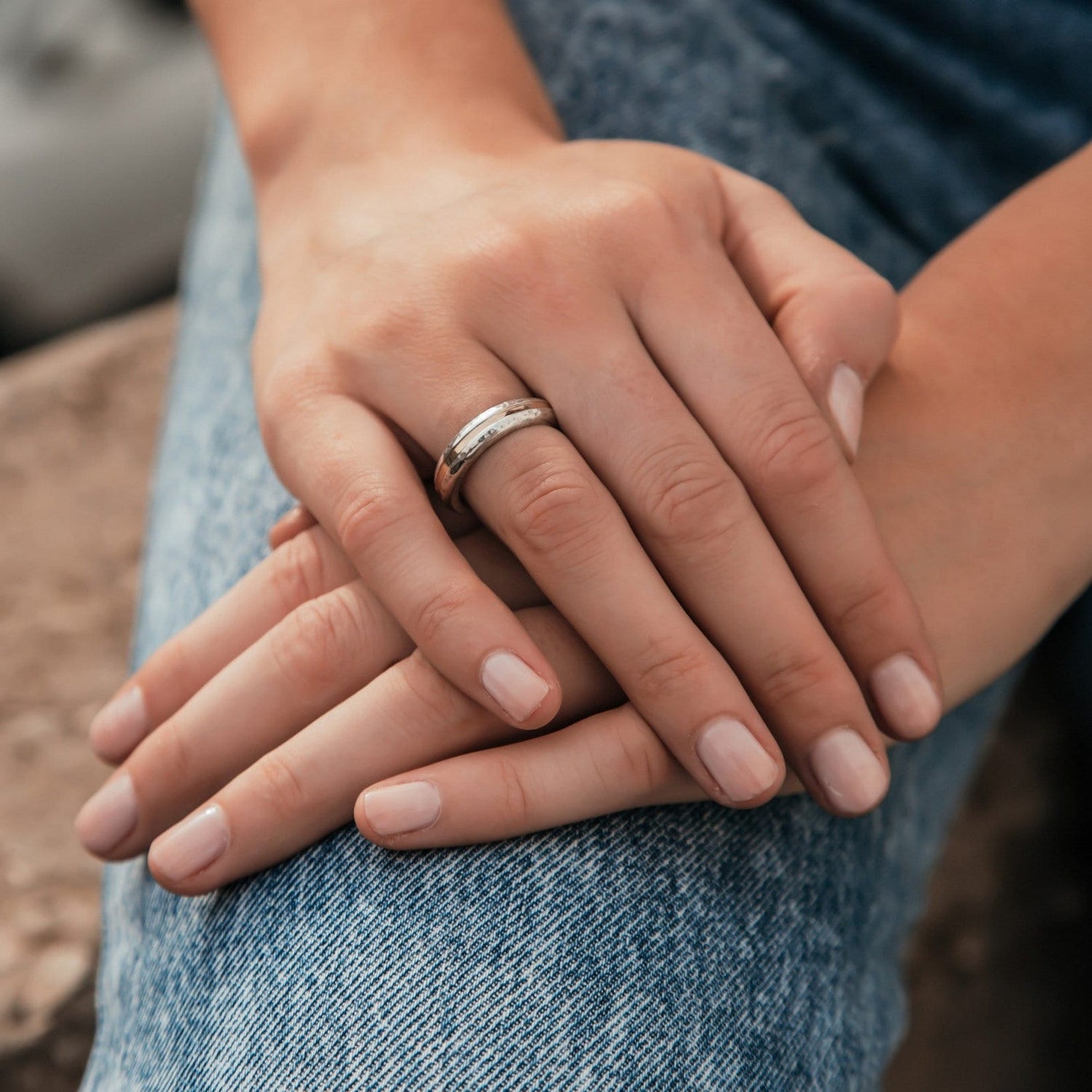 SPIRA Handcrafted Engagement ring Two Tone Solid 9k Yellow Gold And 925 Sterling Silver Unisex Band Ring Mixed metal ring Bohemian ring