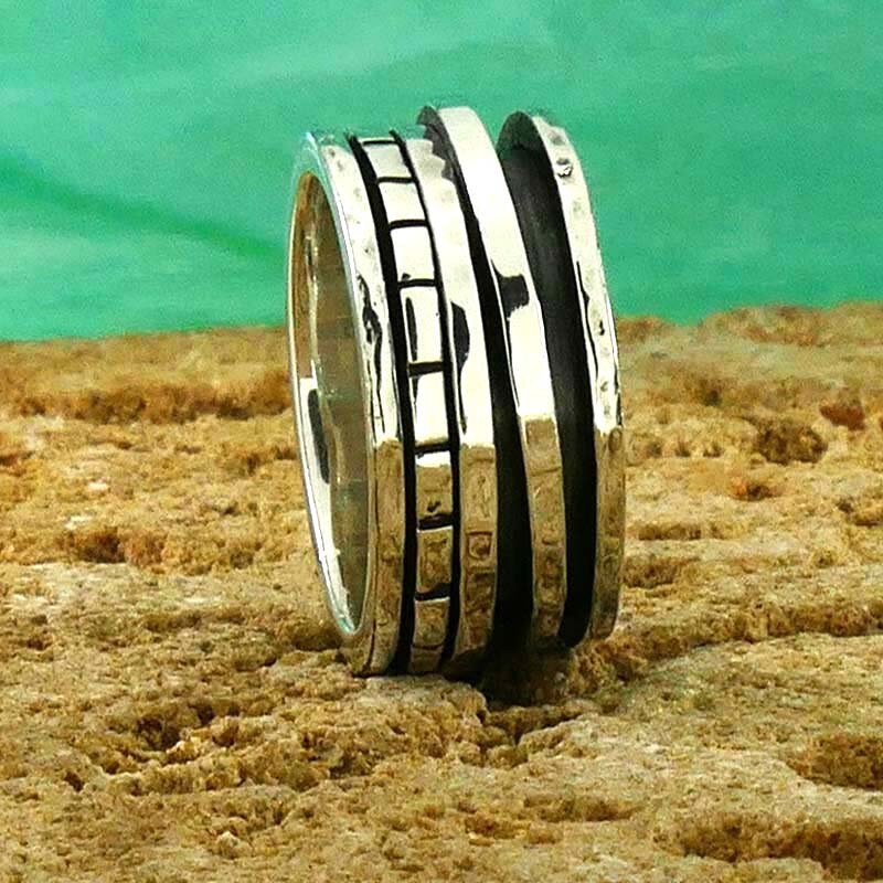 Handmade Spinner Ring Oxidized 925 Sterling Silver Fidget ring