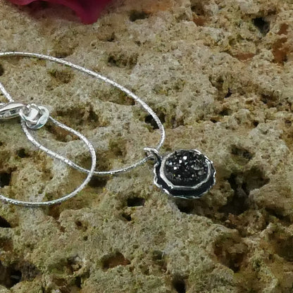 Unique Silver Drusy Gemstone Necklace