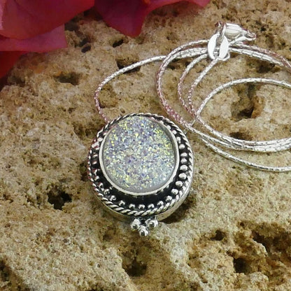 Handmade Artisan Drusy Pendant - Silver Beauty