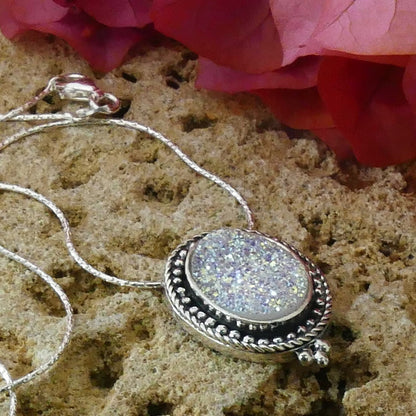 Handmade Artisan Drusy Pendant - Silver Beauty