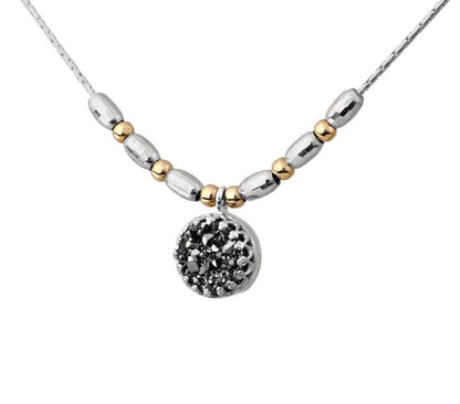 Unique Filigree 925 Sterling Silver Necklace Gray Agate Druzy quartz