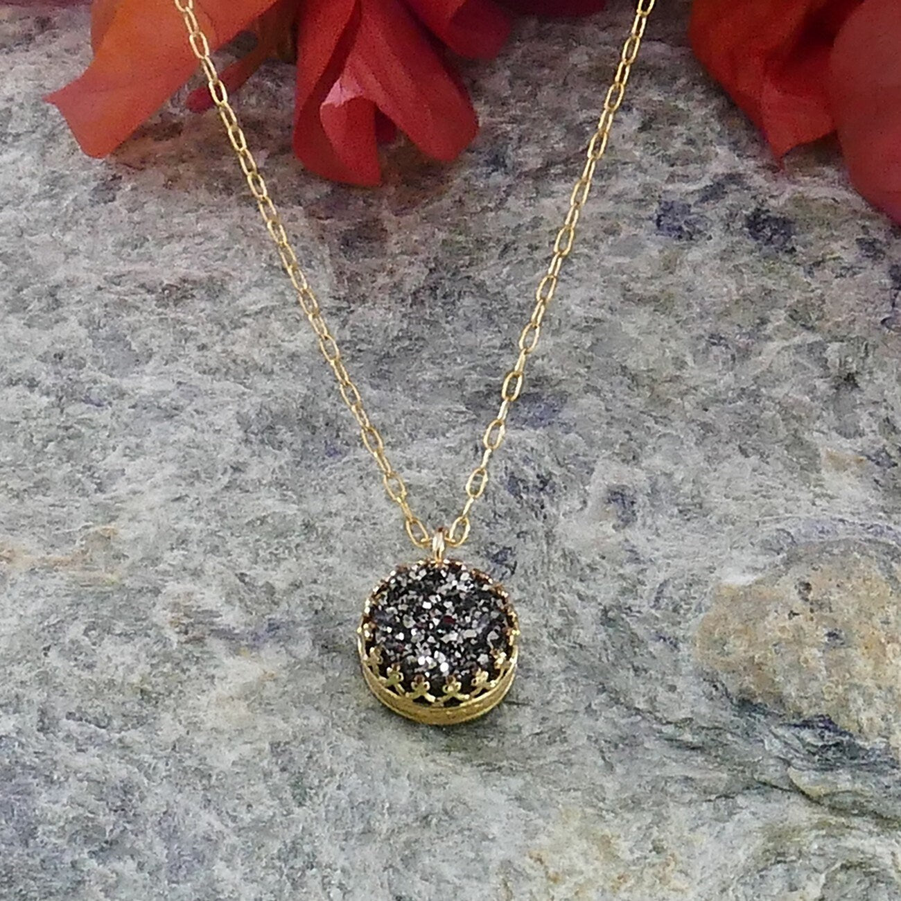 Unique Gold Filled Drusy Gemstone Necklace