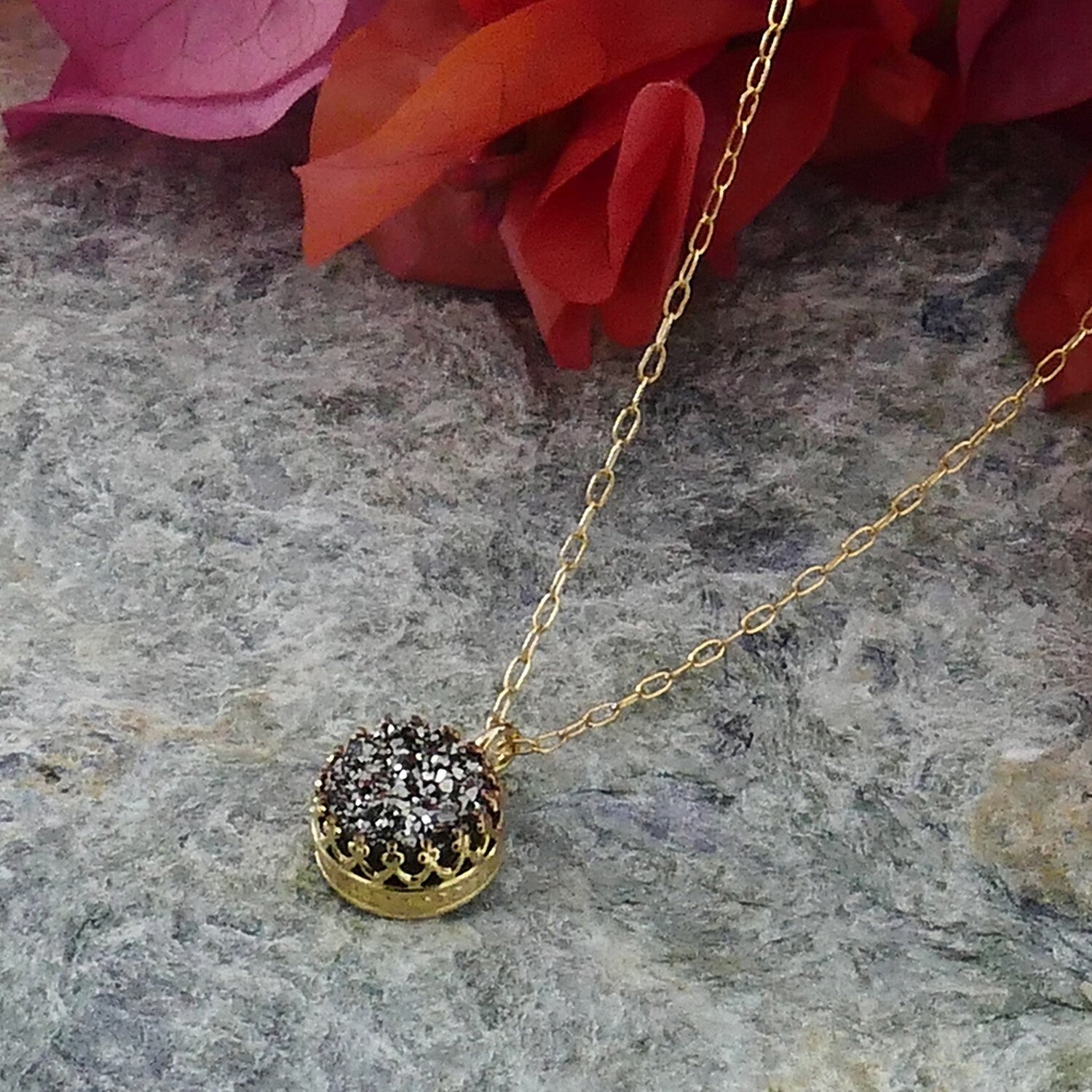 Unique Gold Filled Drusy Gemstone Necklace