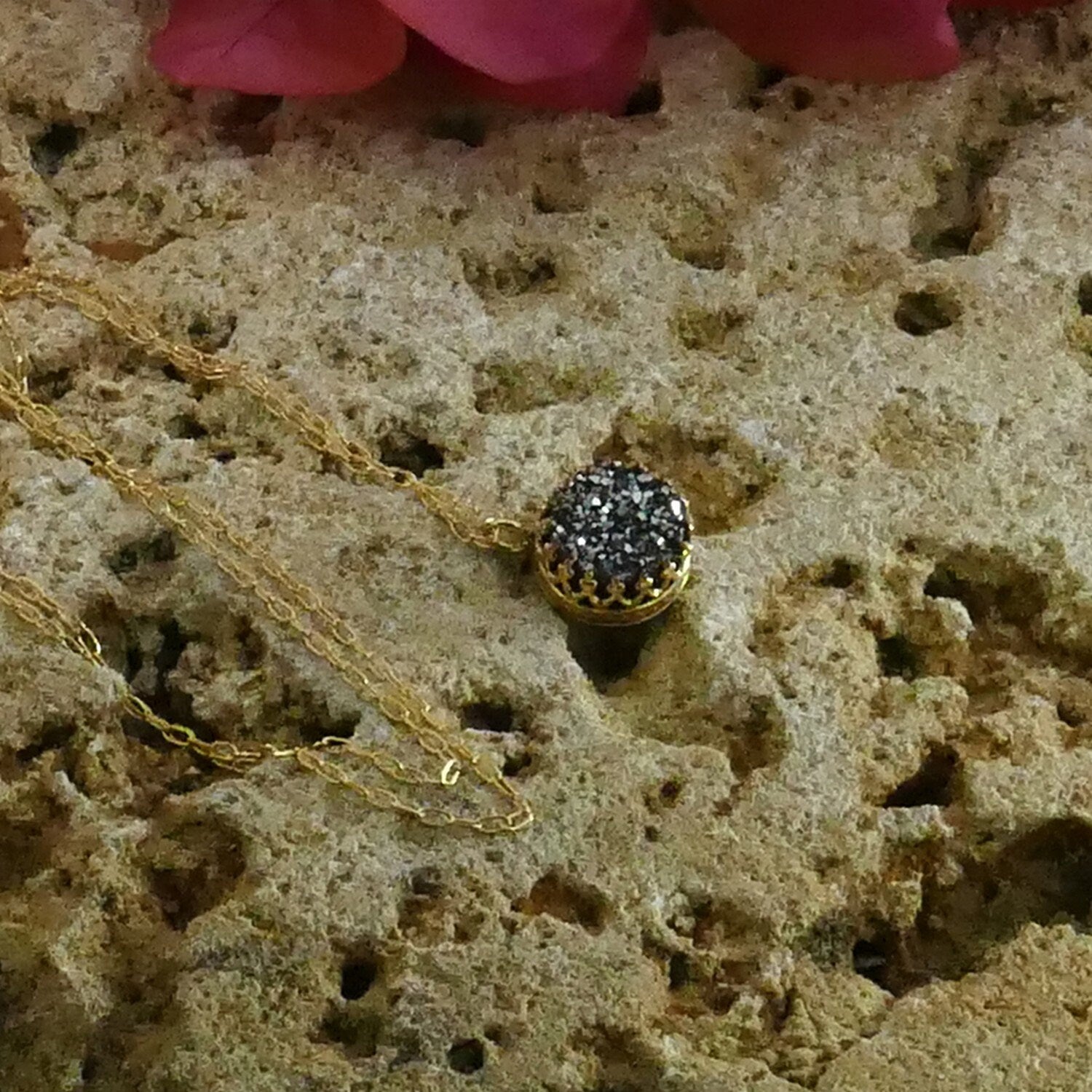 Unique Gold Filled Drusy Gemstone Necklace