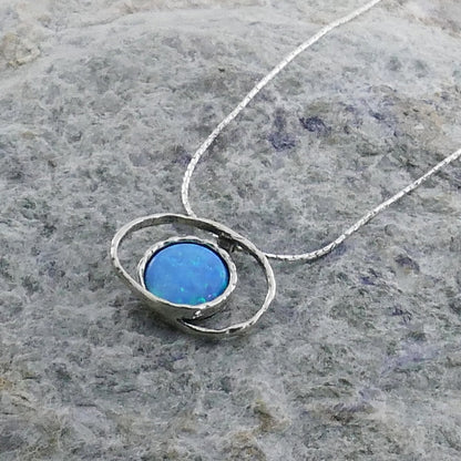 SPIRA Unique Handcrafted 925 Sterling Silver Blue Opal Rope Pendant Chain Opal Gemstone Opal Pendant Gemstone Necklace Boho Chic Necklace