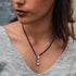 Unique Statment Necklace 925 sterling silver pendant Black crystals beaded chain