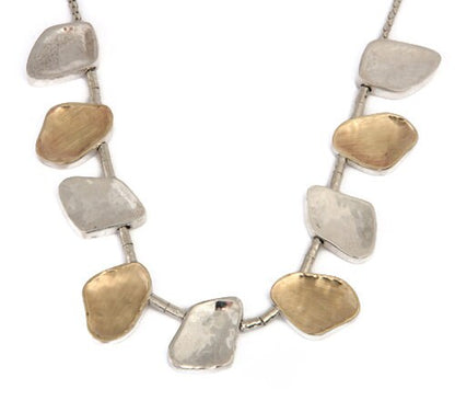 Two Tone Necklace Solid 9 karat Yellow Gold And 925 Sterling Silver