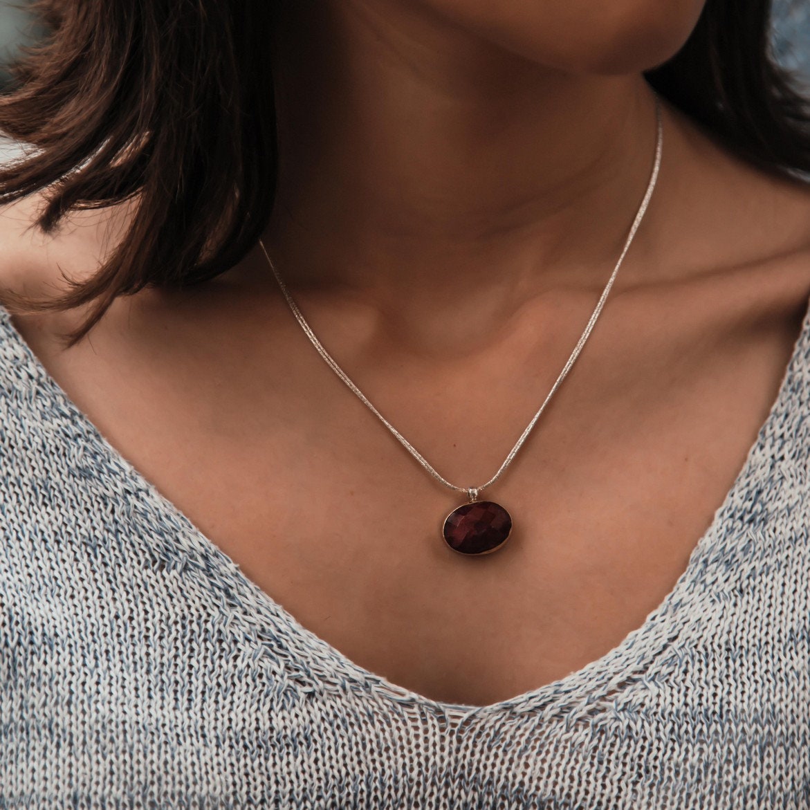 Ruby Necklace Two Tone Solid 9k Yellow Gold And 925 Sterling Silver Natural Red Ruby Gemstone Pendant Mixed Metal Necklace Two Tone Necklace