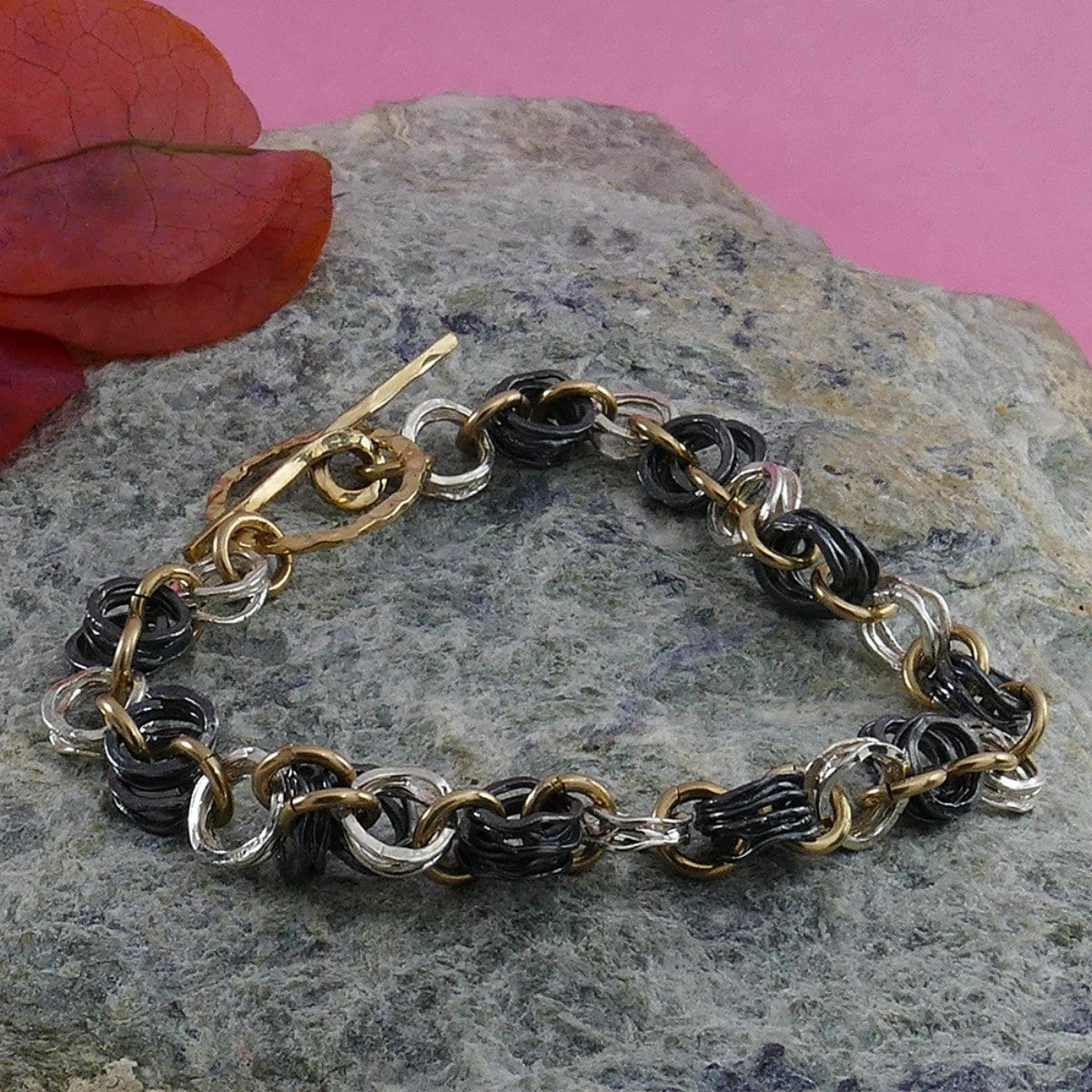 SPIRA Mixed Metal Bracelet Handcrafted Two Tone 925 Sterling Silver And 14k Yellow Gold Filled Chain&amp;Link Silver GF Bracelet Fast Shipping!