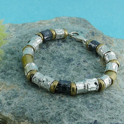 SPIRA Mixed Metal Bracelet Handcrafted Two Tone 925 Sterling Silver And 14k Yellow Gold Filled Silver Bracelet Fast Shipping!