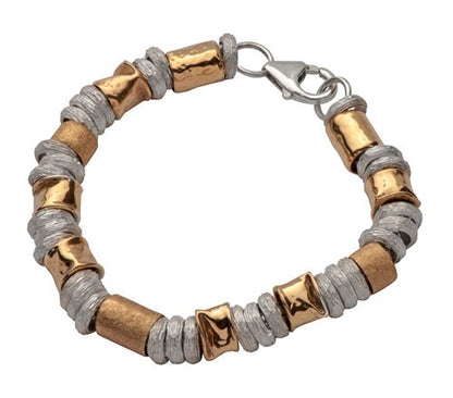 Bold Elegance: Two-Tone Statement Bracelet in Gold Filled and Silver