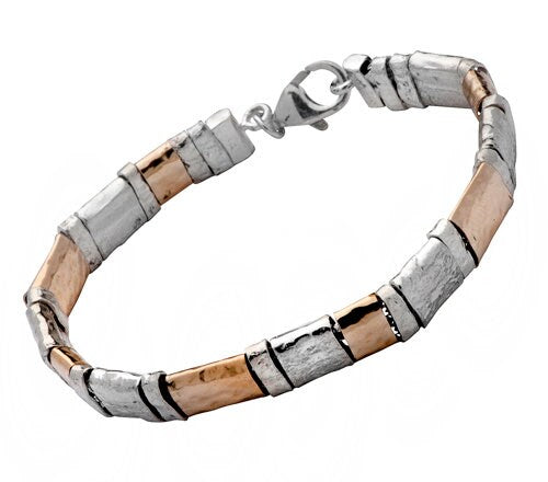 Bold Harmony: Wide Two-Tone Statement Bracelet