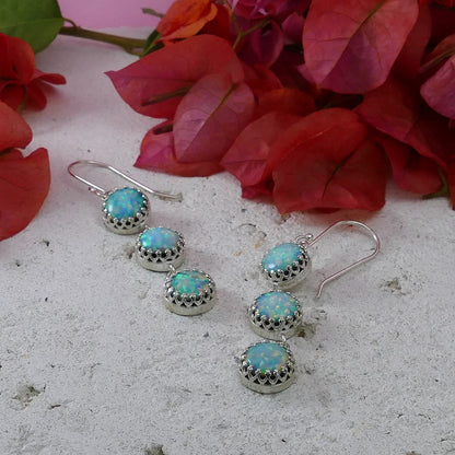 Blue Opal Dangle Earrings 925 Sterling Silver Fast Shipping! Everyday earrings Gemstone earrings