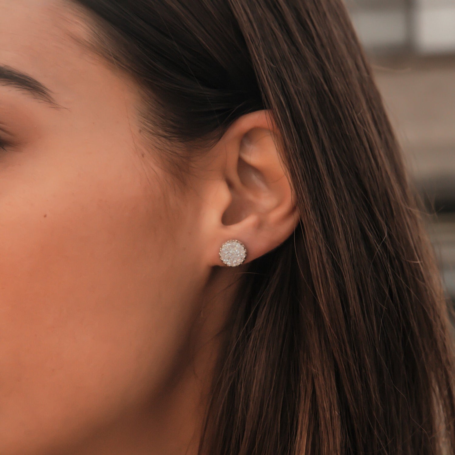 Natural Glamour: Druzy Quartz Silver Studs for Every Occasion