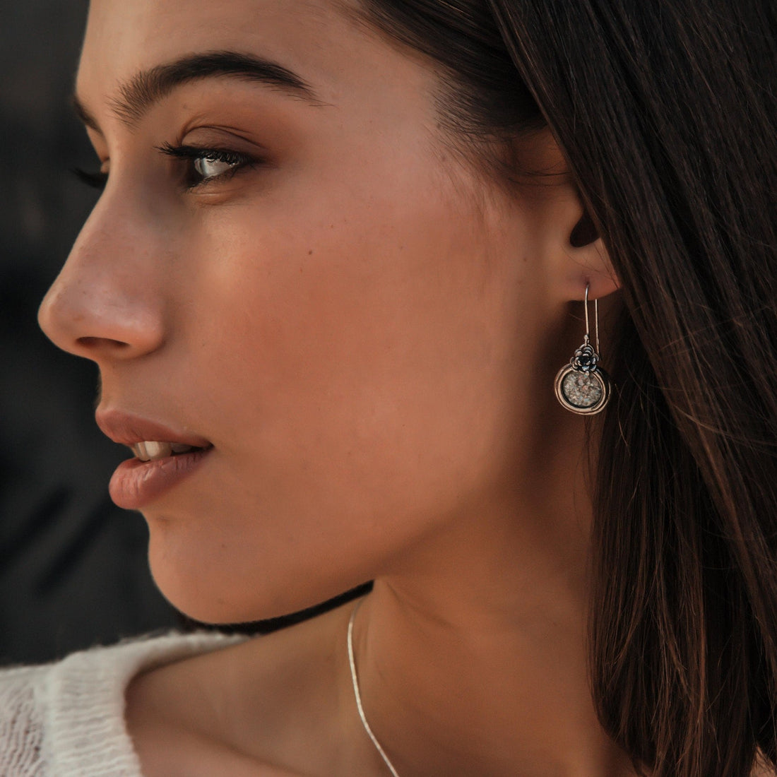 SPIRA Handcrafted Green Roman Glass Stone Israel earring 925 Sterling Silver Drop/Dangle Earrings Fast&Free Shipping! Ancient Roman Glass