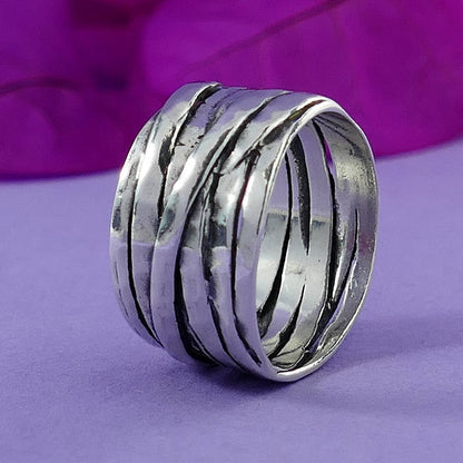 SPIRA Unique Handcrafted Contemporary Design 925 Sterling Silver Wrap Ring Gypsy ring, Bohemian ring, Hippie ring, Boho ring Wide ring