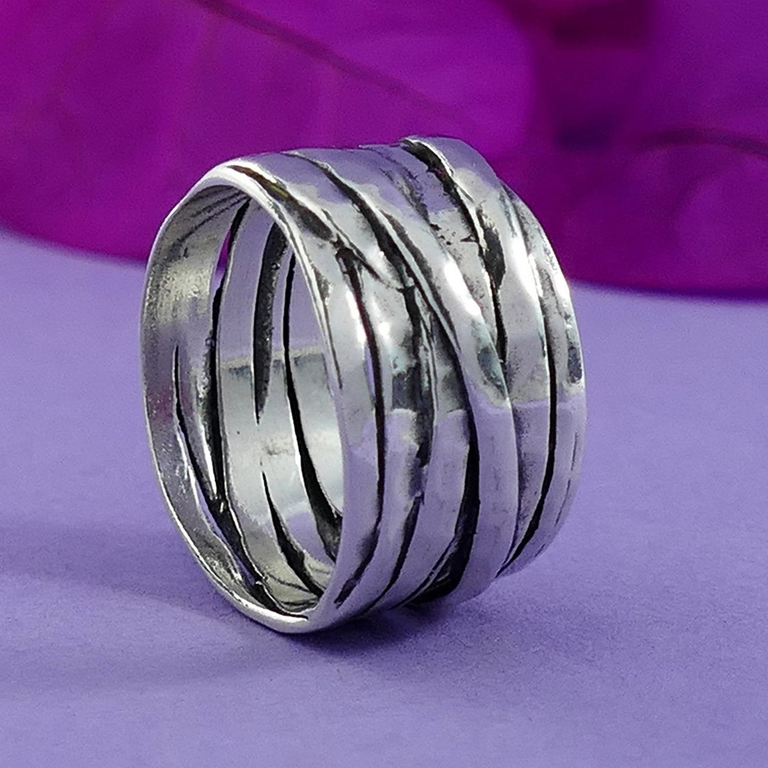 SPIRA Unique Handcrafted Contemporary Design 925 Sterling Silver Wrap Ring Gypsy ring, Bohemian ring, Hippie ring, Boho ring Wide ring