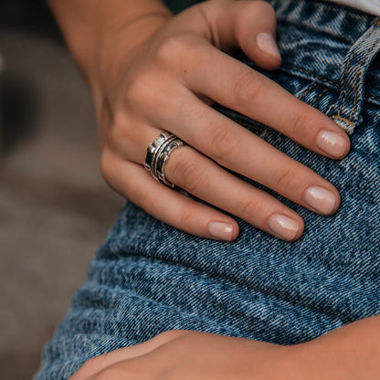 SPIRA Unique Handcrafted Spinner Ring Contemporary Design 925 Sterling Silver, Unique unisex ring, Oxidized Silver Fidget ring, Worry ring