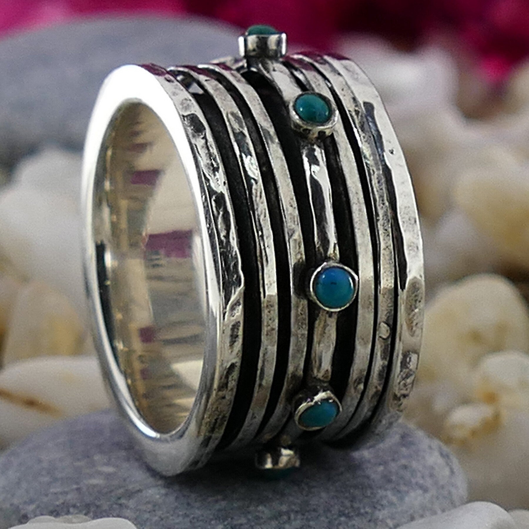 Whimsical Twirls: Tourqoise Spinner Ring that Add a Touch of Magic to Your Day