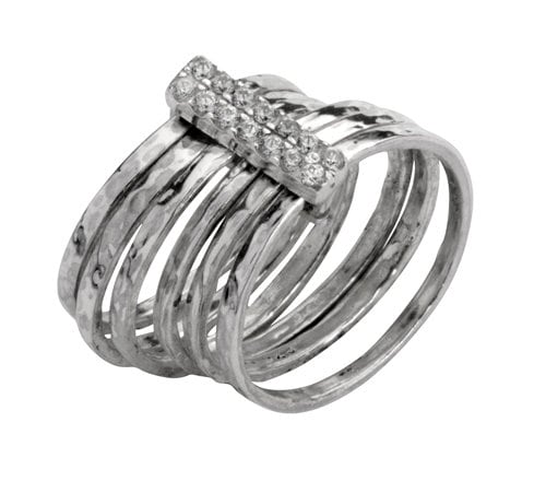 Unique Stackable Ring Cubic Zirconia Stone 925 Sterling Silver, Gypsy ring, Bohemian silver ring