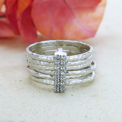 Unique Stackable Ring Cubic Zirconia Stone 925 Sterling Silver, Gypsy ring, Bohemian silver ring