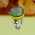 Green Acient Roman Glass Statement Ring Two Tone Solid 9 karat Yellow Gold and 925 Sterling Silver Ring White Pearl accents