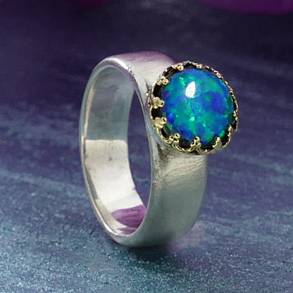 Opal Sparkle: Unique Two-Tone Statement Ring