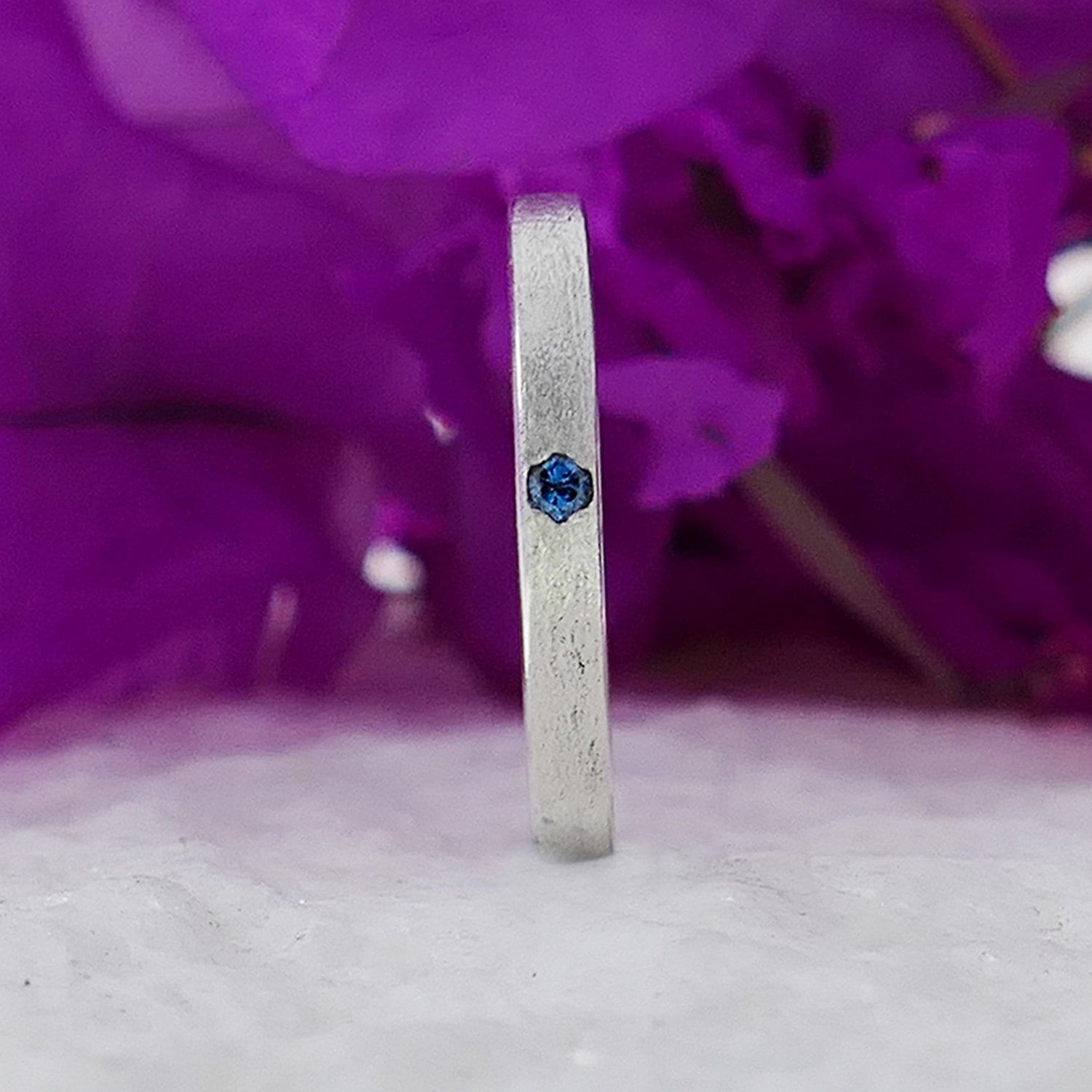 Blue Diamond Engagement ring 925 Sterling Silver Stackable Ring Minimalist Ring