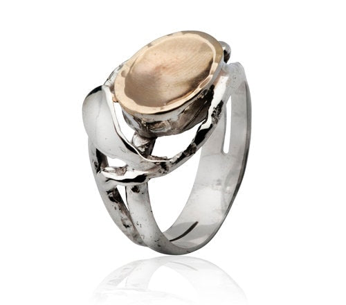 A Symphony of Metals: Silver and Gold Statement Ring