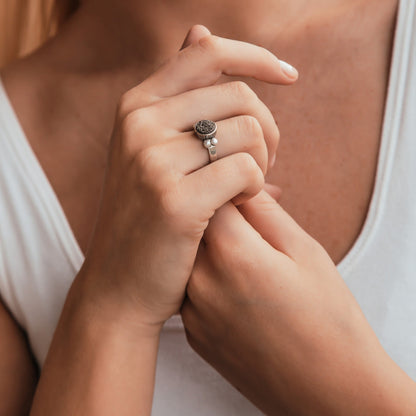 Agate Druzy And White Pearl 925 Sterling Silver Ring