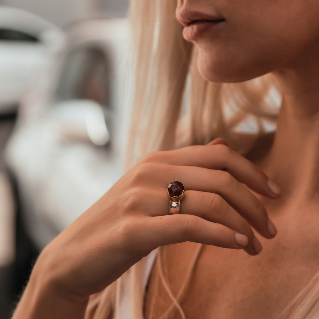 Ruby Mixed Metal Ring 5.2 Carat Natural Red Ruby Gemstone Two Tone Solid 9k Yellow Gold and 925 Sterling Silver Solitaire Ring Bohemian ring