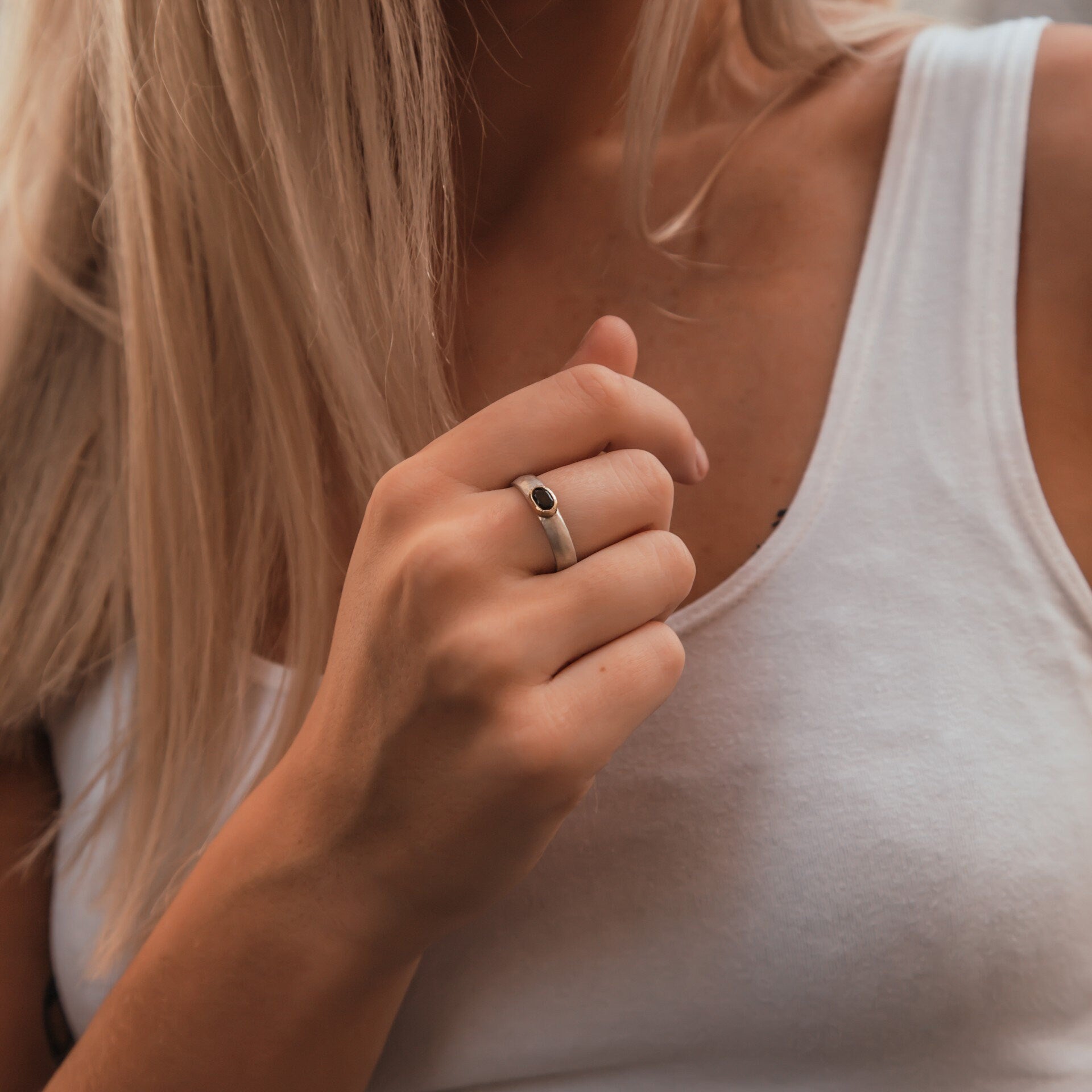 Enchanting Greens: Handcrafted Two-Tone Tourmaline Ring