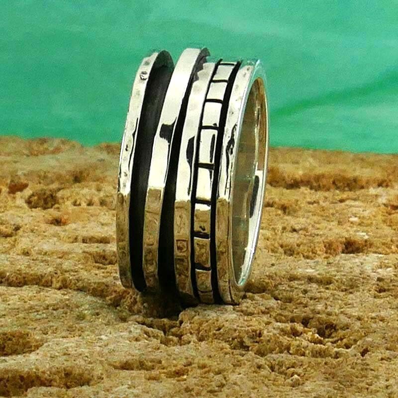 Handmade Spinner Ring Oxidized 925 Sterling Silver Fidget ring