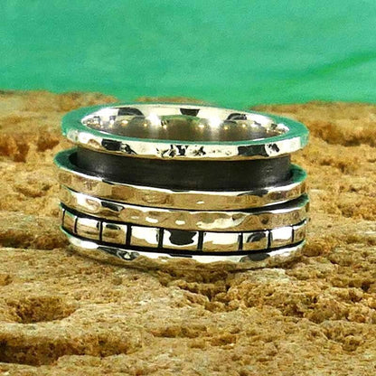 Handmade Spinner Ring Oxidized 925 Sterling Silver Fidget ring